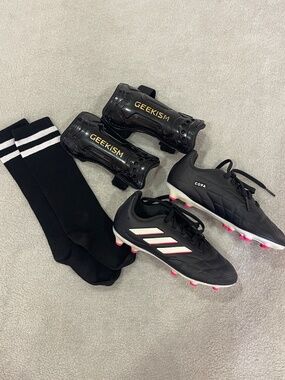 Kids Size 12 Adidas Copa Cleats, Shin Guards and Sock